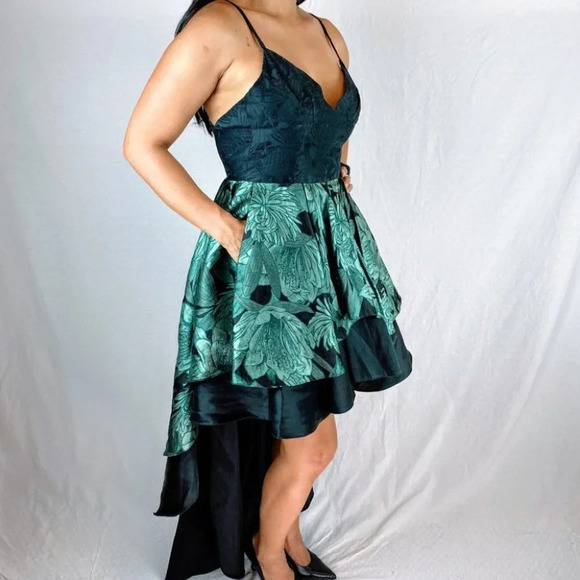 Christian Pellizzari Green Mixed Media High-Low Gown $1135 - Picture 9 of 12